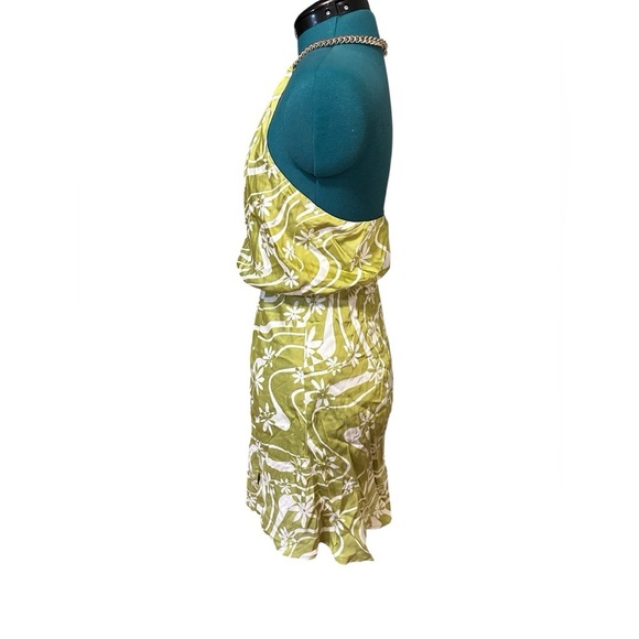 ASTR the label Women's Quinta Dress Celery Green Floral Halter Necklace Small - Picture 5 of 12